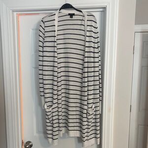 Halogen Black and White Striped Top